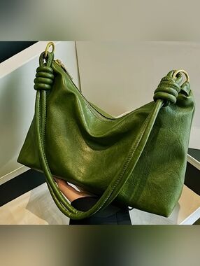 Green Faux Leather Hobo Bag - Stylish Everyday Carry
